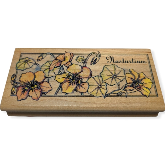 Stampede Rubber Stamp Nasturtium Flower Floral Border - Picture 1 of 6